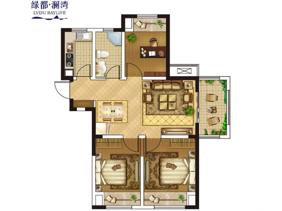 住宅 绿都澜湾  b1 户型 98㎡ b1户型 98㎡ b2户型 98㎡ 二期c2户型